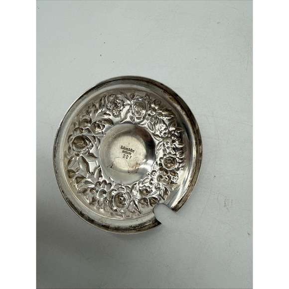 Vintage S Kirk & Son Repousse #20F Cut Glass Jam Jar Sterling Silver - Picture 6 of 7